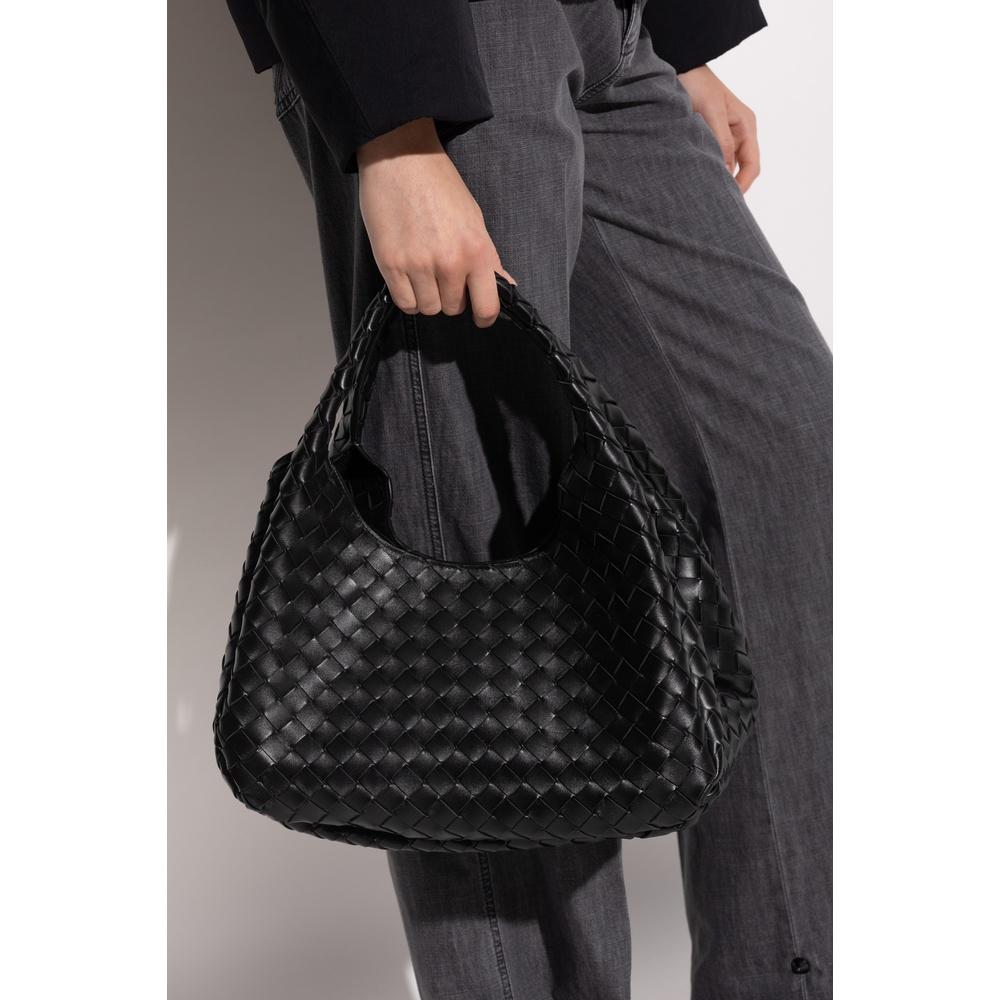 Bottega Veneta Campana Medium Shoulder Bag Black Leather