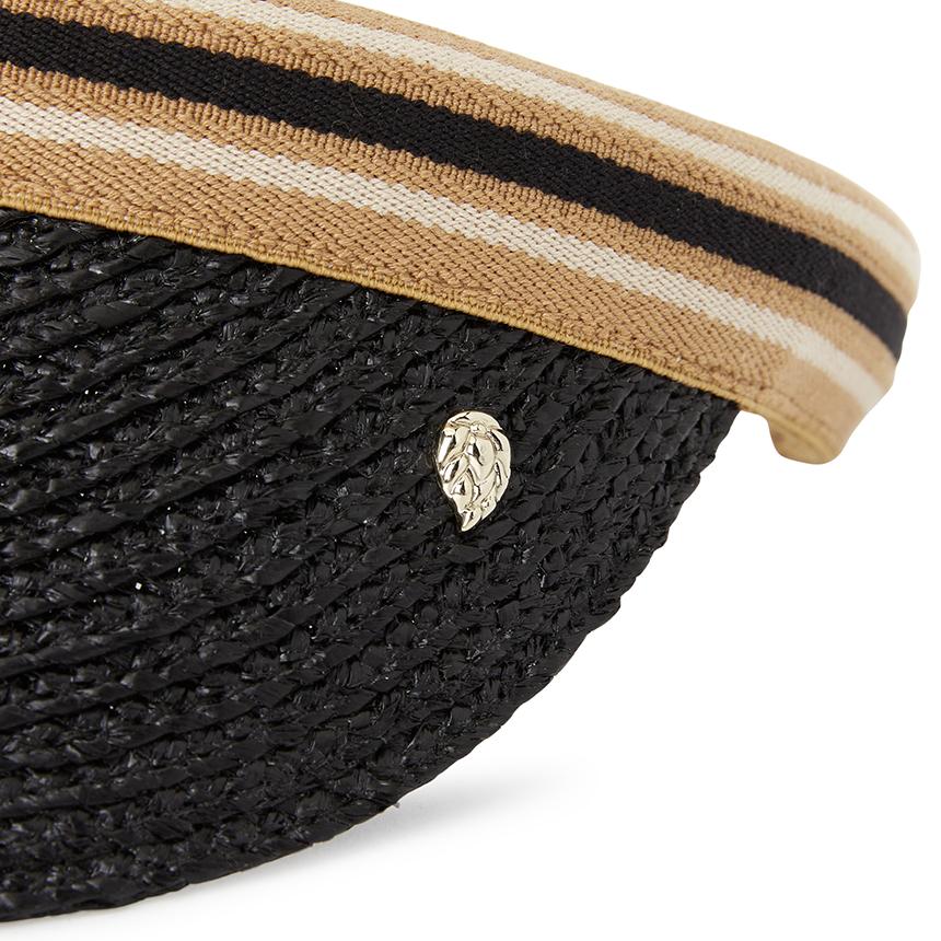HELEN KAMINSKI Bianca 8 Stripe Women’s Visor Cap HAT52203 CHARCOAL BLACK STRIPE