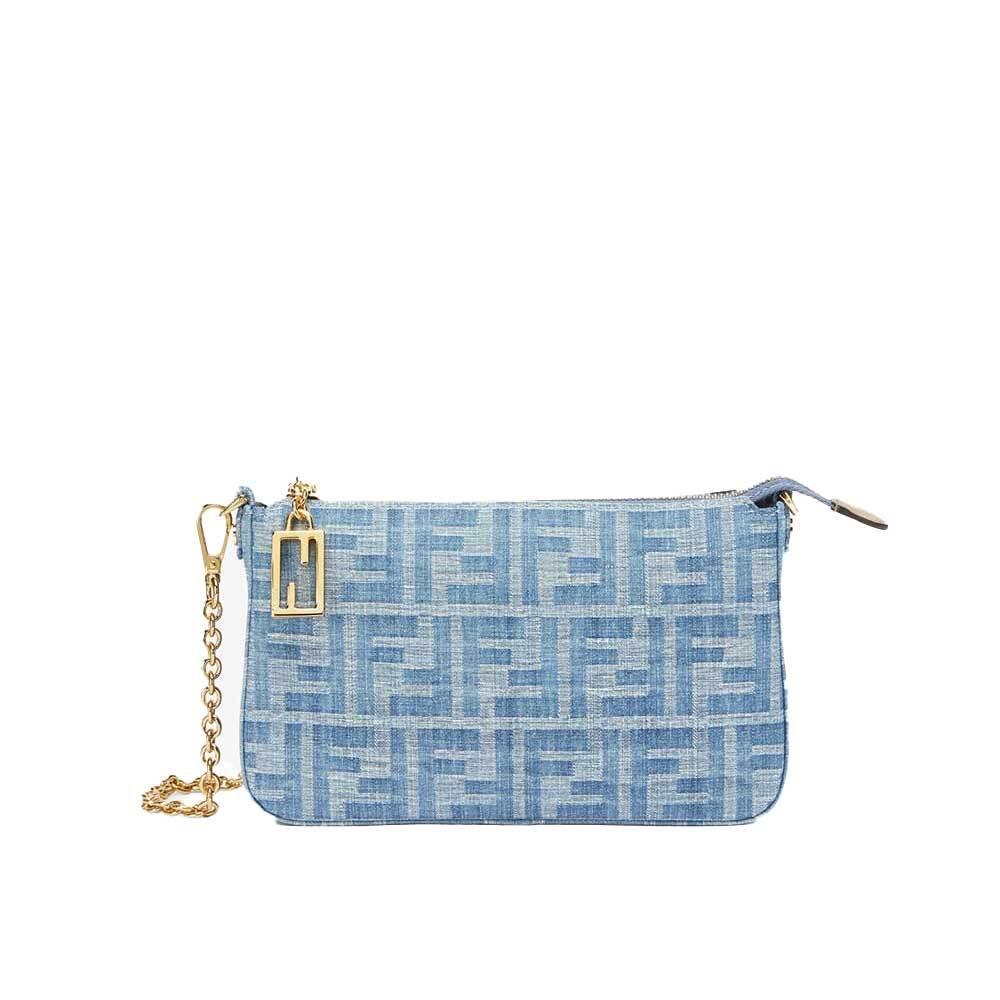 FENDI Denim Baguette Pouch Crossbody Bag for Women
