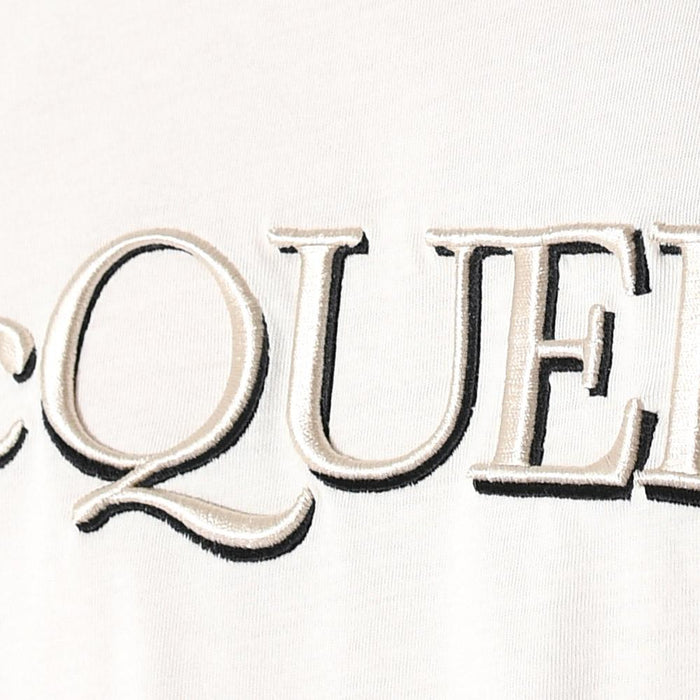 Alexander Mcqueen Logo Embroidered Short Sleeve T-Shirt Cream