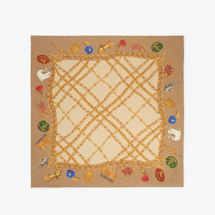 BURBERRY Check Charm Silk Square Scarf