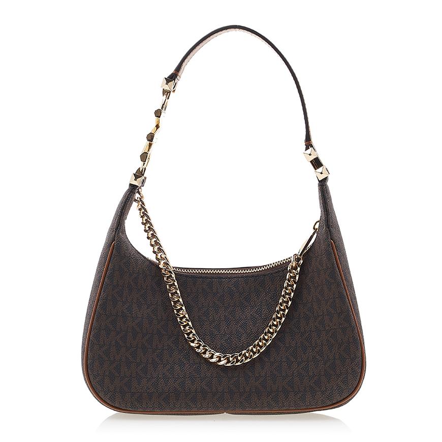 Michael Kors Piper Shoulder Bag Brown Monogram Canvas Handbag