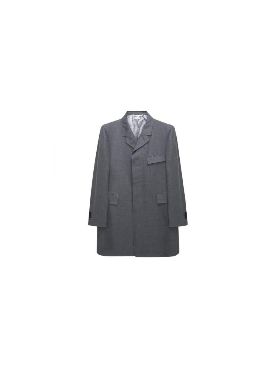THOM BROWNE Super 120s Twill Classic Chesterfield Coat Gray Men