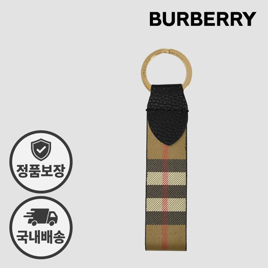 BURBERRY Canvas Check Black Keyring Key Holder 81214481
