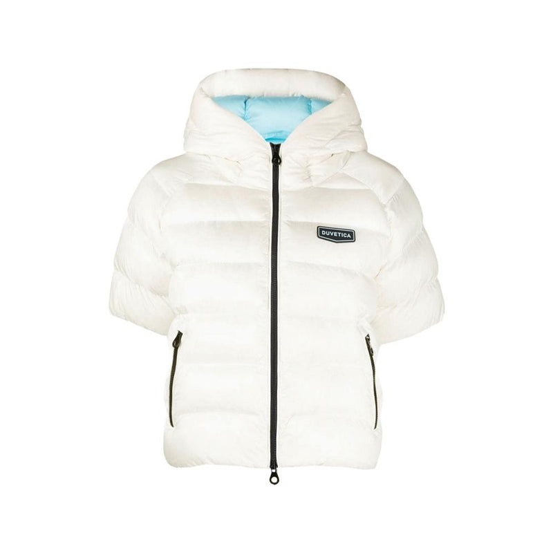 Duvetica White Hooded Half-Sleeve Down Puffer Jacket