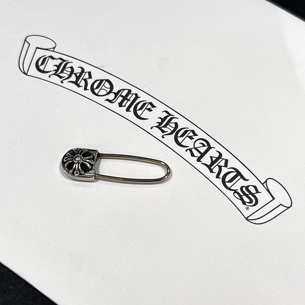 Chrome Hearts Safety Pin Earring Unisex Sterling Silver Jewelry