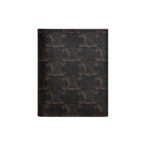 CELINE Triomphe Canvas Compact Wallet Black Card Holder