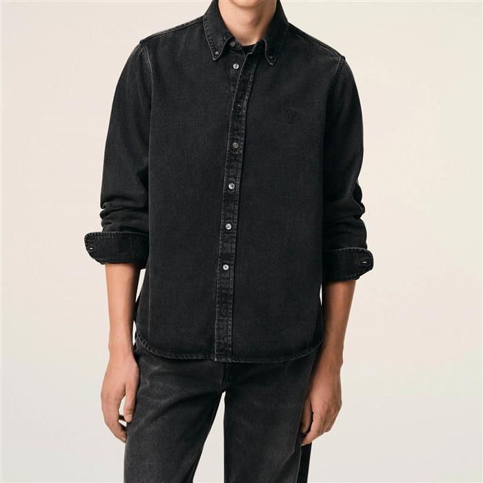 AMI Denim Cotton De Coeur Long-Sleeve Shirt