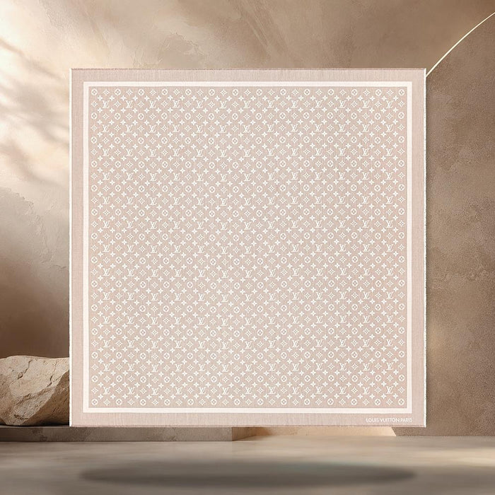 Louis Vuitton Monogram Denim Shawl Beige Scarf M98344