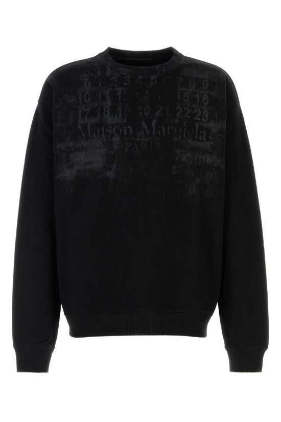 Maison Margiela Black Numbers Logo Sweatshirt Men Cotton Pullover