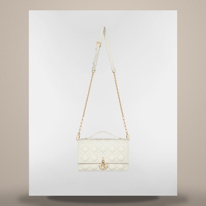 DIOR My Dior Top Handle Bag Latte Cannage Lambskin Shoulder Bag