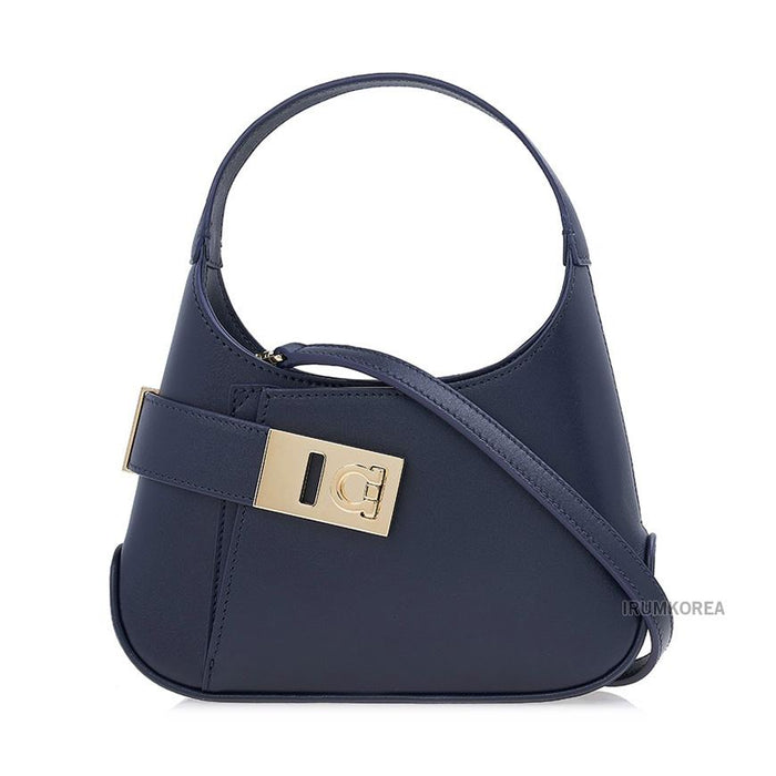Ferragamo Gancini Mini Hobo Crossbody Bag Midnight Navy