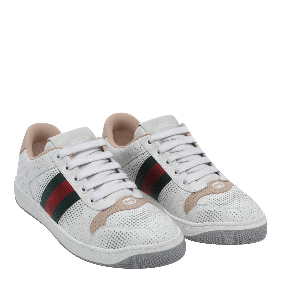 GUCCI White Leather Low-Top Sneakers