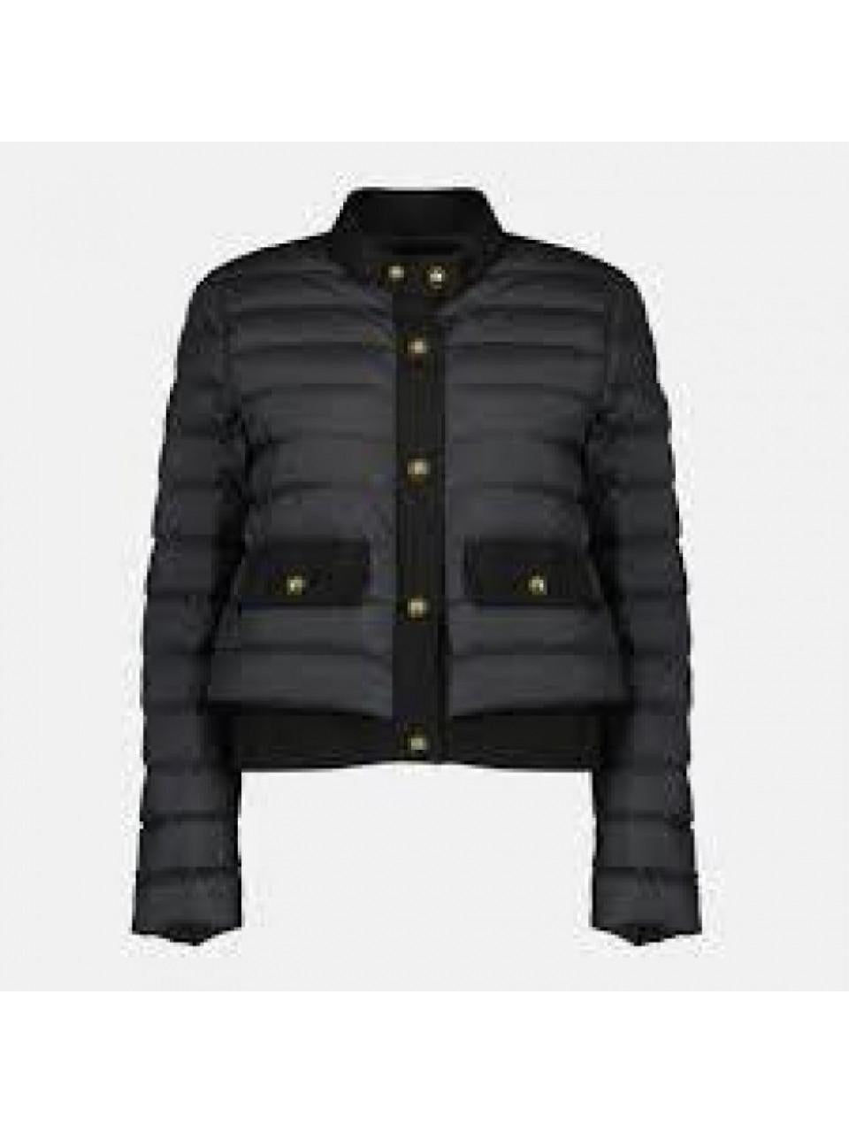 Moncler Women's Cotton-Linen Trim Short Down Jacket 1A00058 54AQE 999