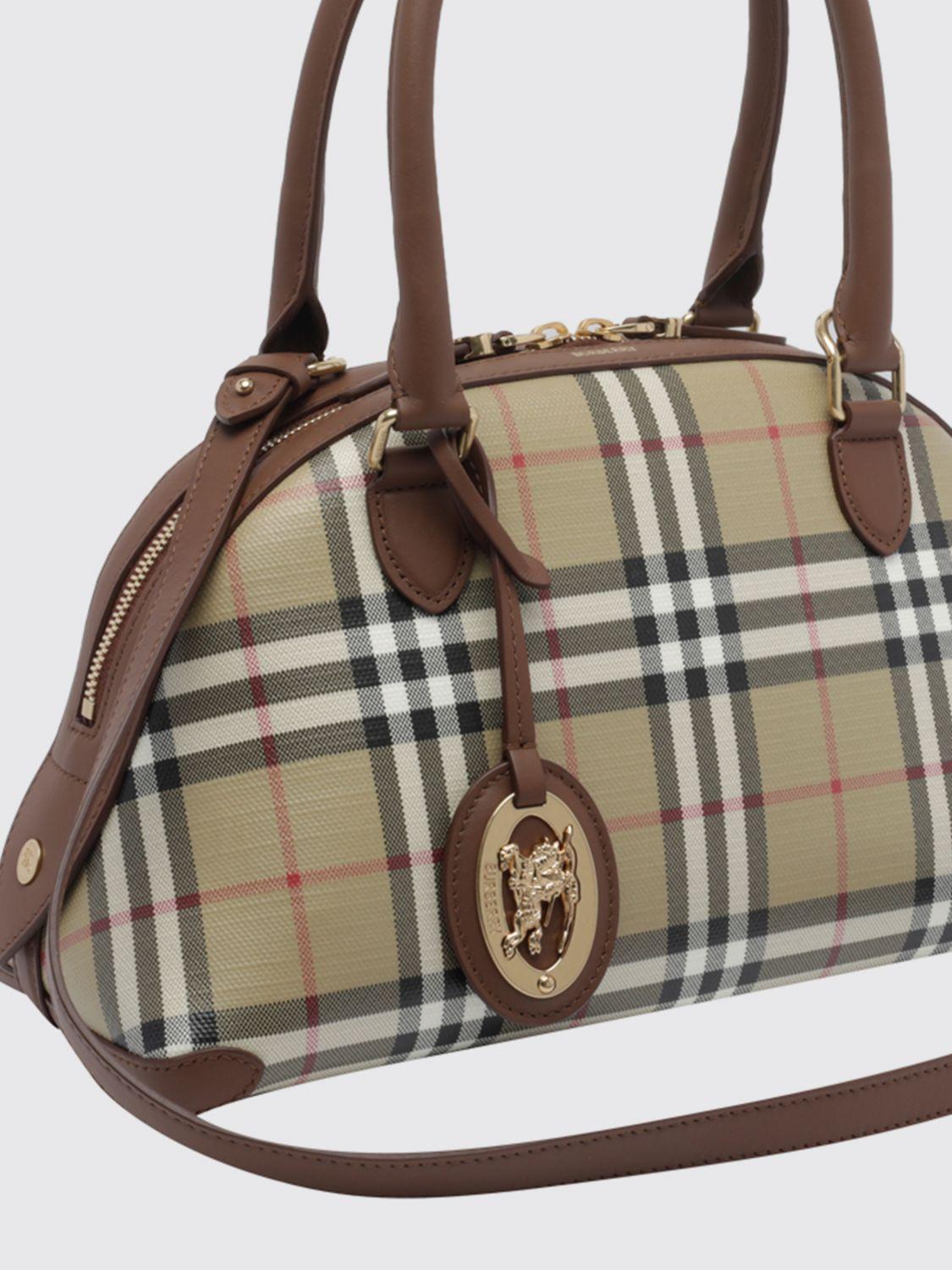 BURBERRY Canvas Leather Tote Bag Beige Black