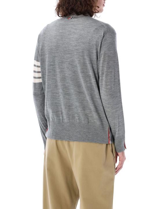 THOM BROWNE 4-Bar Sustainable Fine Merino Wool Classic Cardigan Pale