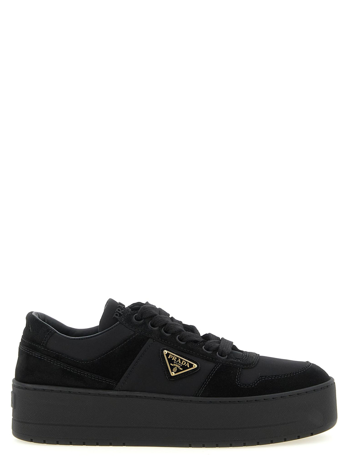 PRADA Black Leather Low Top Sneakers