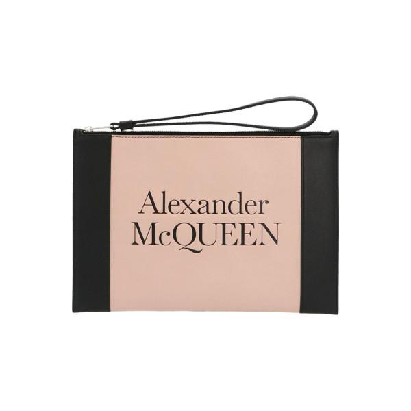 Alexander Mcqueen Pink Black Signature Logo Clutch Bag