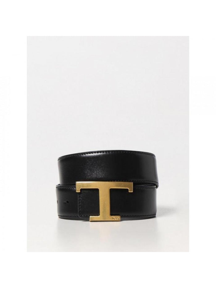 Tods Men's T Timeless Logo Leather Belt