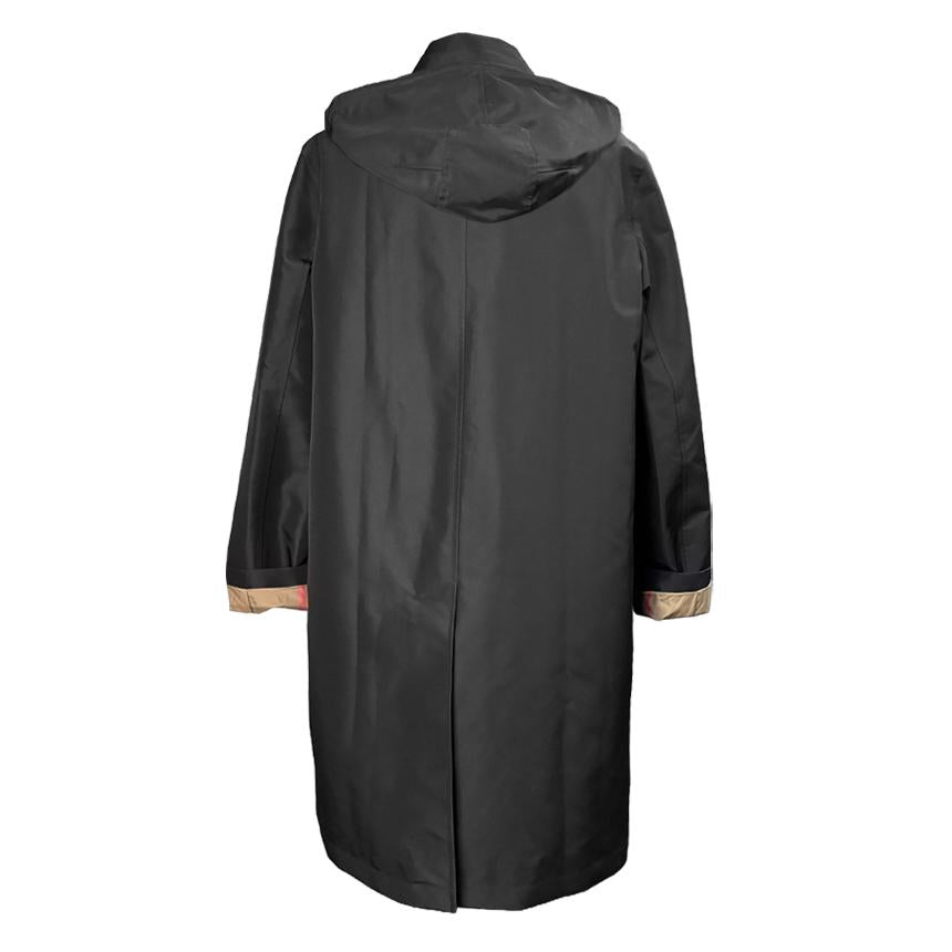 BURBERRY Black Trench Hooded Car Coat Oxclose