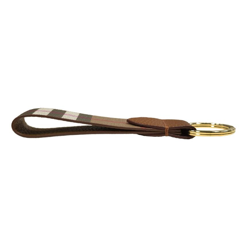 BURBERRY Canvas Check Brown Keyring Key Holder Unisex Accessory 81214491