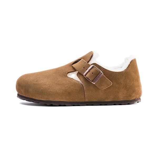 Birkenstock Leather London Shirring Narrow Brown Moccasin Loafers