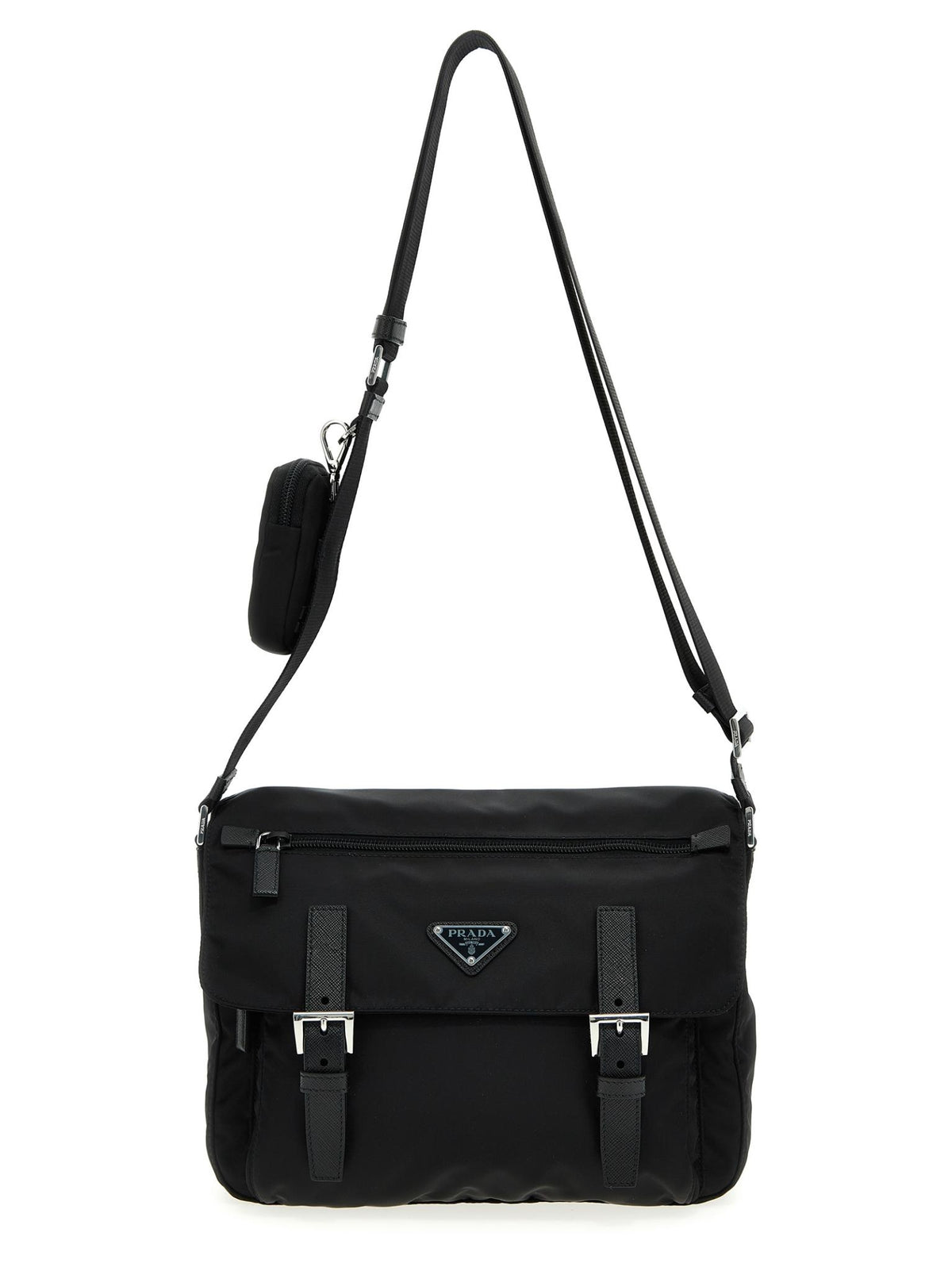PRADA Black Leather Crossbody Shoulder Bag