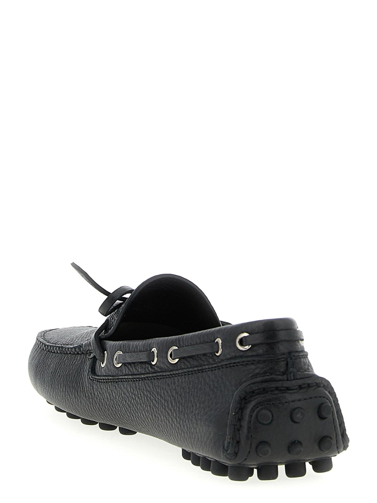 PRADA Black Leather Penny Loafers for Men
