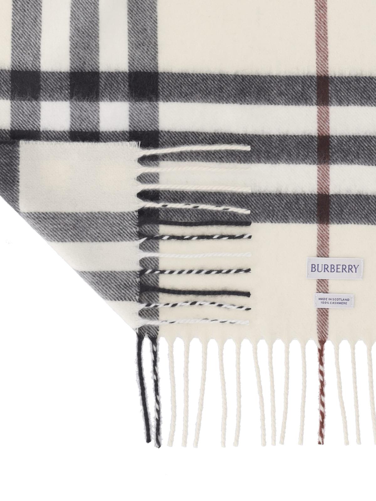 BURBERRY Beige Check Wool Scarf