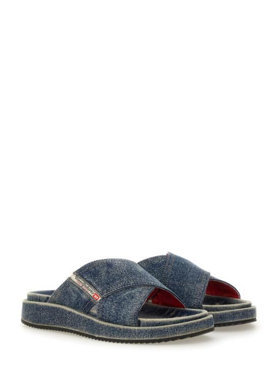 DIESEL Blue Mule Slide Sandals Y03612P0320HA711 BLUE DOM