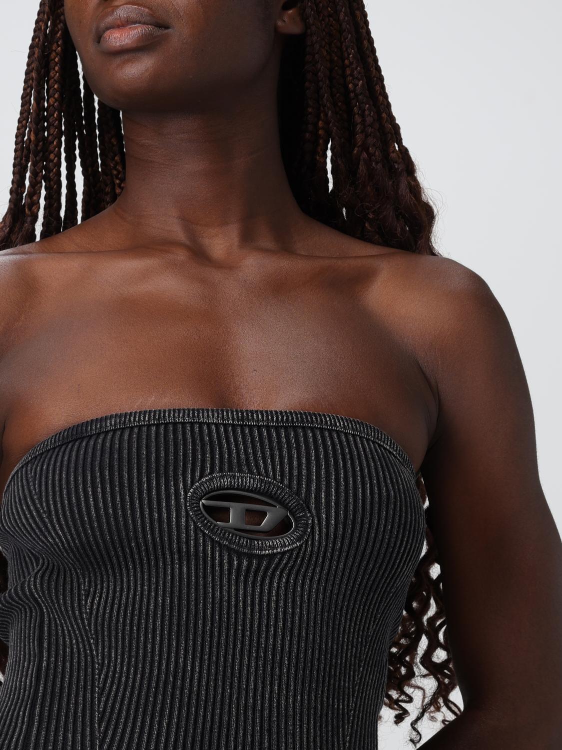 DIESEL Black Faux Leather Bustier Top