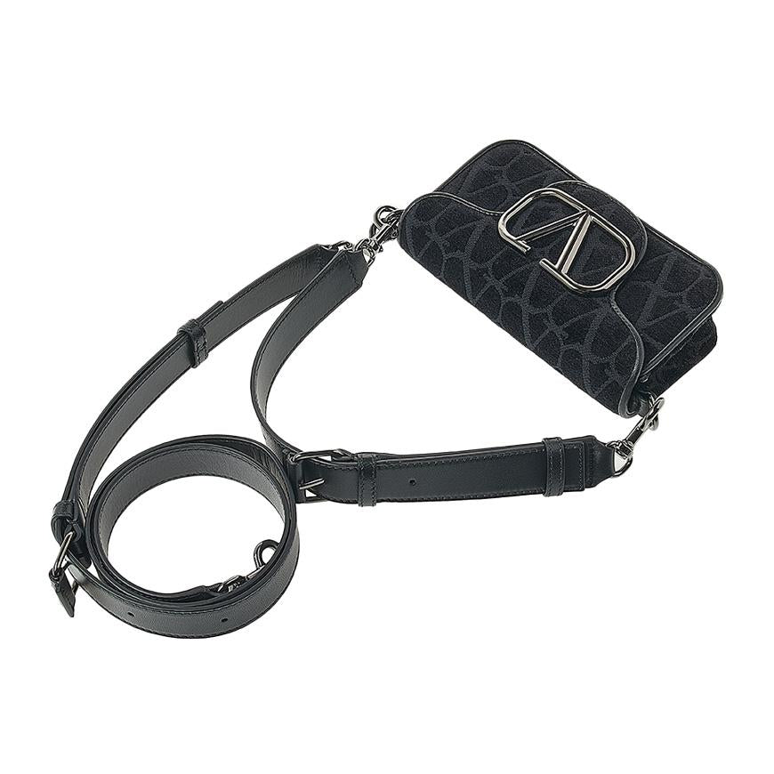 VALENTINO Garavani Toile Iconography Shoulder Bag Black Unisex Crossbody