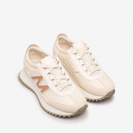 Moncler White Leather Low-Top Sneakers for Wom 4M00110 M7280 21I LIGHT BEIGE DOM