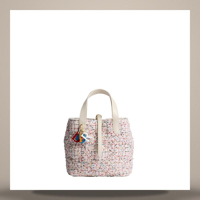 DIOR Multicolor Macro Cannage Tweed Toujours Vertical Tote Bag Small