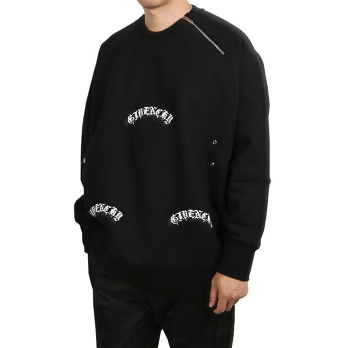 GIVENCHY Black Logo Print Zip Sweatshirt
