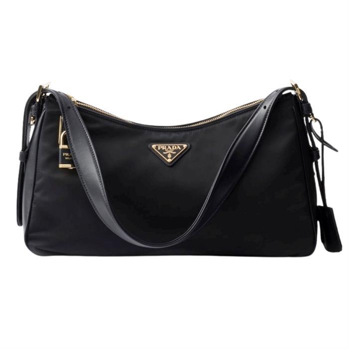 PRADA EME Large Re-Nylon and Leather Shoulder Bag 1BC232 V ODO 2C8Q F0002