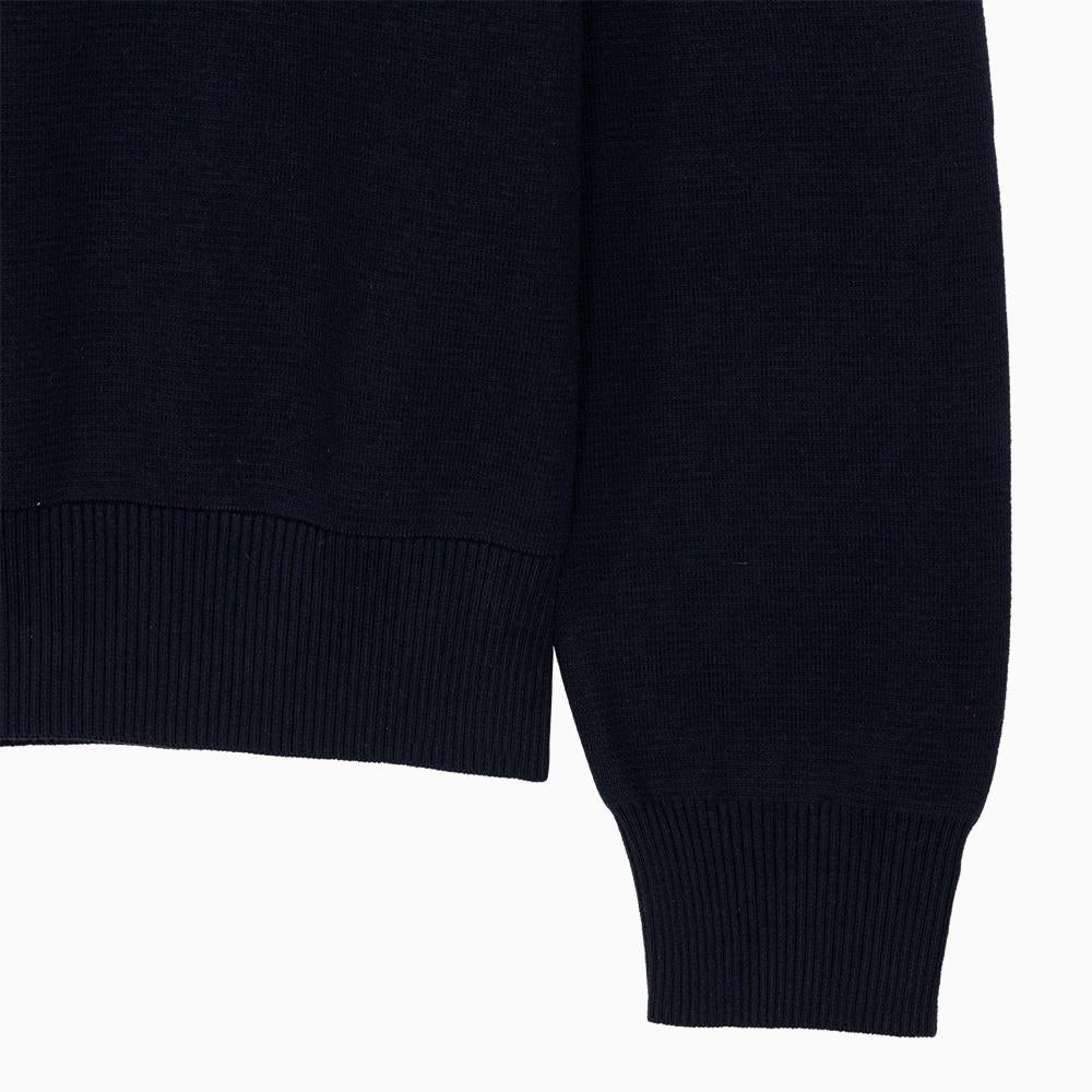 THOM BROWNE Navy Milano Stitch Cotton Crewneck Knit Top