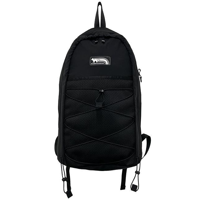Maison Kitsune Flash Fox Logo Backpack Unisex Black Nylon NM05170WQ4034 P199