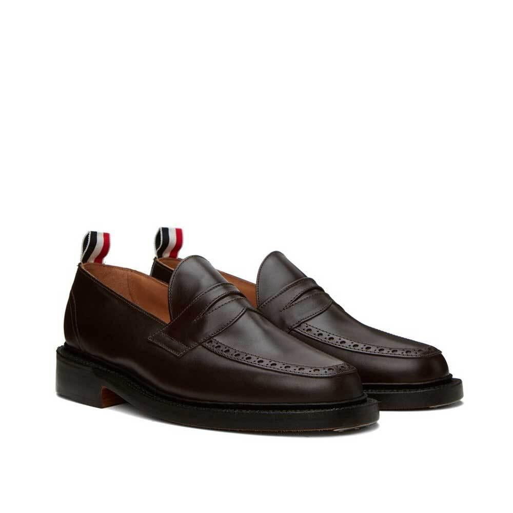 THOM BROWNE Box Calf Leather Penny Loafers for Men