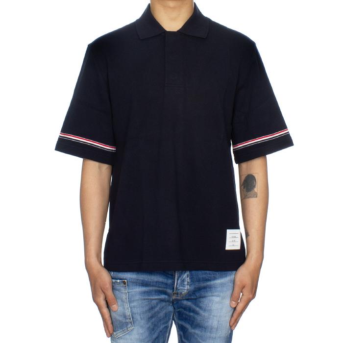 THOM BROWNE Cotton Rugby Polo T-Shirt Navy