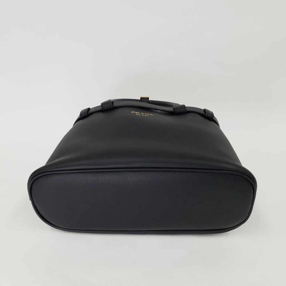 PRADA Double Belt Buckle Small Women’s Tote Shoulder Bag Black