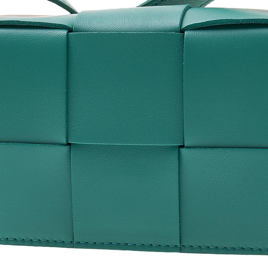 Bottega Veneta Mini Cassette Leather Crossbody Bag Green