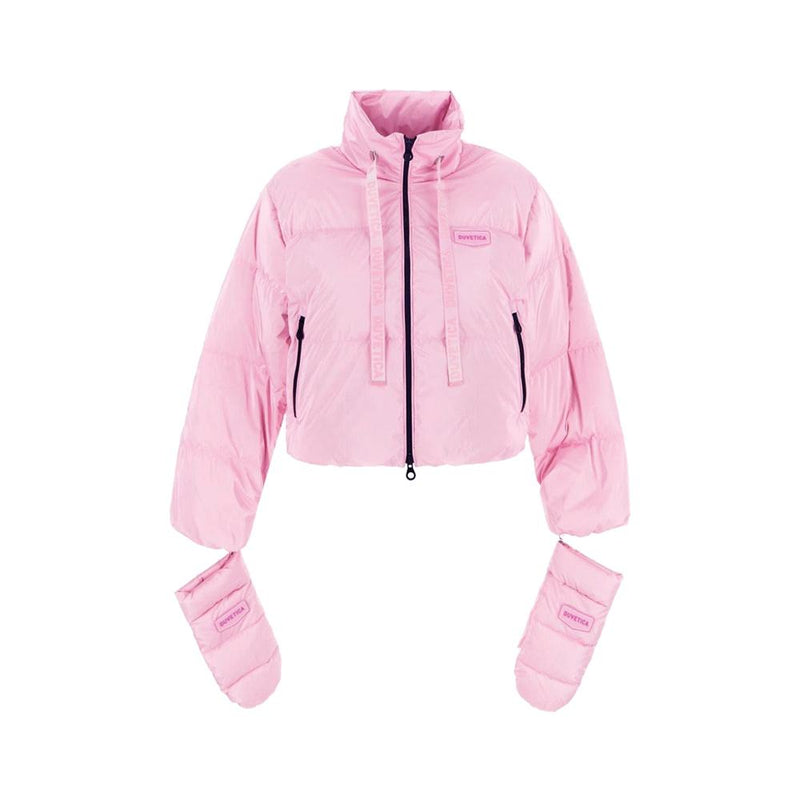 Duvetica Logo Patch Drawstring Puffer Jacket Light Pink