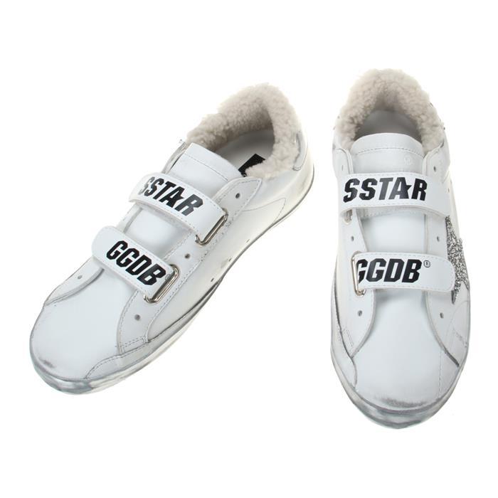 GOLDEN GOOSE Old School Glitter Low-Top Sneakers White Silver