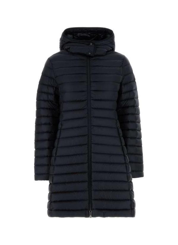 Moncler Igelong Hooded Long Down Jacket Navy Women