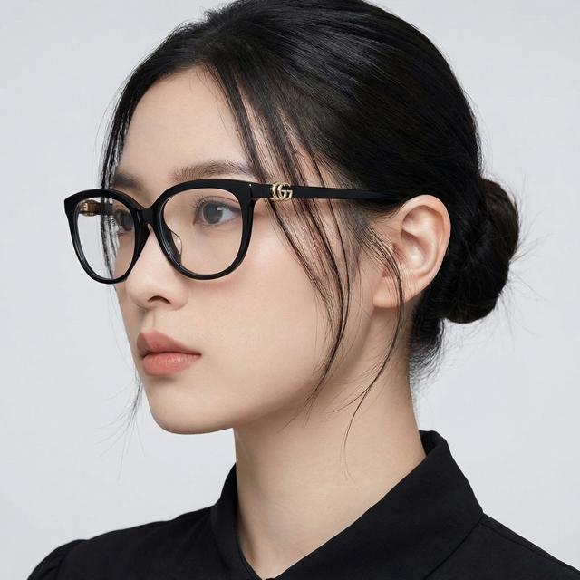 GUCCI Black Acetate Asian Fit Unisex Eyeglass Frames