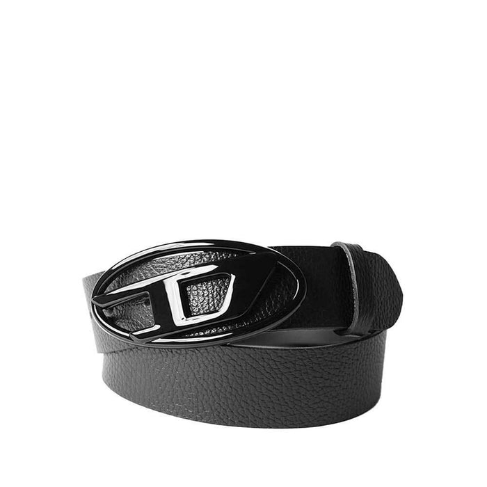 DIESEL Unisex Black Leather Belt