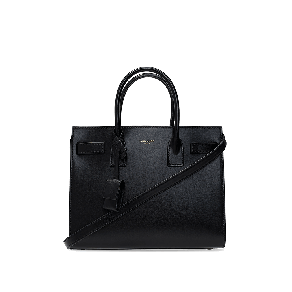 Saint Laurent Sac de Jour Nano Leather Tote Crossbody Bag Black
