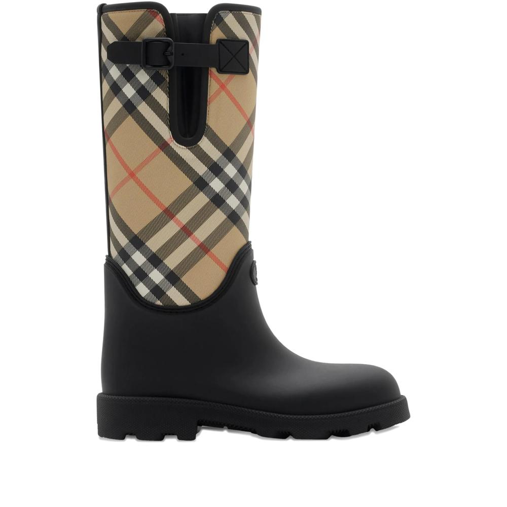 BURBERRY Black Leather Mid-Calf Boots