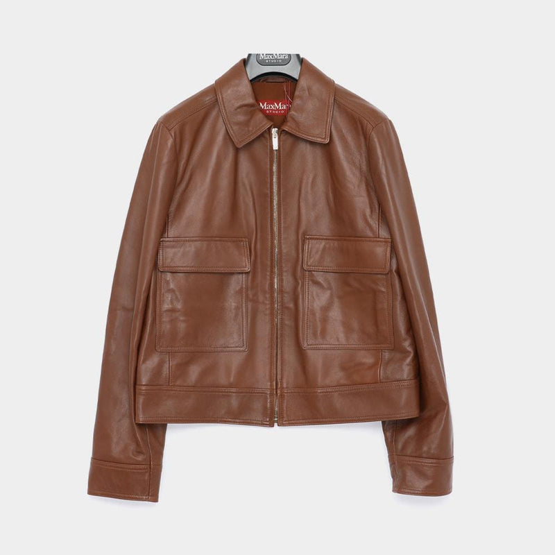 Max Mara Nepet Two-Pocket Collar Leather Women’s Jacket 2526446011000 002